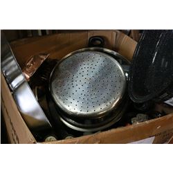 LARGE BOX OF COOKWARE