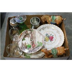 BOX OF COLLECTIBLES AND PLATES