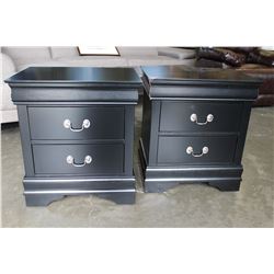 PAIR OF NEW BLACK MODERN AVENZA 2 DRAWER NIGHSTANDS, RETAIL $249ea