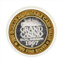 .999 Silver Grand Casino $10 Casino Gaming Token Limited Edition