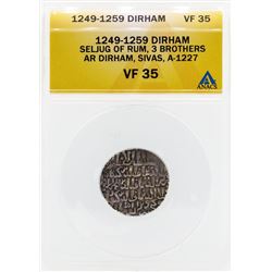 1249-1259 Dirham Seljug of Rum 3 Brothers Coin ANACS VF35