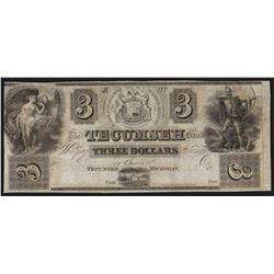 1800's $3 The Tecumseh Bank Michigan Obsolete Note