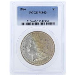 1886 $1 Morgan Silver Dollar Coin PCGS MS63