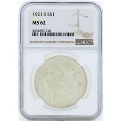 1921-S $1 Morgan Silver Dollar Coin NGC MS62