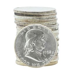 Roll of (20) 1952 Brilliant Uncirculated Franklin Half Dollar Coins