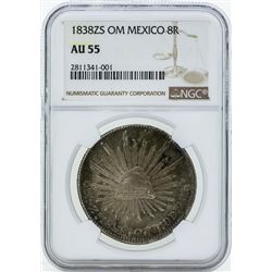 1838ZS OM Mexico 8 Reales Coin NGC AU55