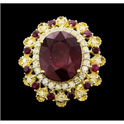 14KT Yellow Gold 16.15ctw Ruby and Diamond Ring