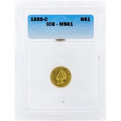 1855-C $1 Indian Princess Head Type II Gold Dollar Coin ICG MS61