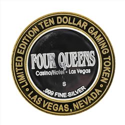 .999 Silver Four Queens Casino hotel Las Vegas $10 Casino Gaming Token Limited E