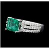 Image 2 : 18KT White Gold 1.99ct Emerald and Diamond Ring