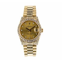 18K Yellow Gold Mid-Size Rolex Datejust Wristwatch with Diamonds