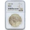 Image 1 : 1923 $1 Peace Silver Dollar Coin NGC MS63