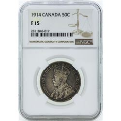 1914 Canada 50 Cent Coin NGC F15
