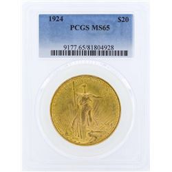 1924 $20 St. Gaudens Double Eagle Gold Coin PCGS MS65