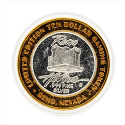 .999 Silver Reno Hilton $10 Casino Gaming Token Limited Edition