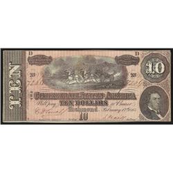 1864 $10 The Confederate States of America Note