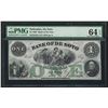 Image 1 : 1863 $1 Nebraska Bank of De Soto Obsolete Bank Note PMG Choice Uncirculated 64EP