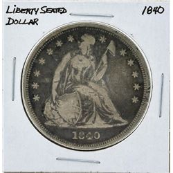 1840 $1 Liberty Seated Dollar Coin