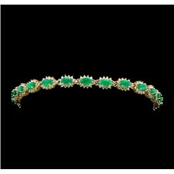 14KT Yellow Gold 4.81ctw Emerald and Diamond Bracelet