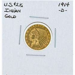 1914-D $2 1/2 Indian Head Quarter Eagle Gold Coin