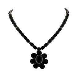 14KT White Gold 205.02ctw Sapphire and Diamond Necklace