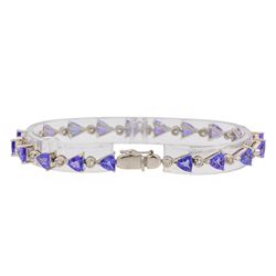 14KT White Gold 8.96ctw Tanzanite and Diamond Bracelet