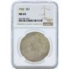 Image 1 : 1922 $1 Peace Silver Dollar Coin NGC MS63