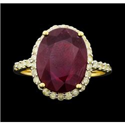 14KT Yellow Gold 8.06ct Ruby and Diamond Ring