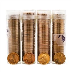 Lot of (4) 1944-D, 1945, 1948, 1954-S Brilliant Uncirculated Lincoln Wheat Penny