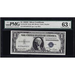 1935D $1 Silver Certificate Note Wide PMG Choice Uncirculated 63EPQ