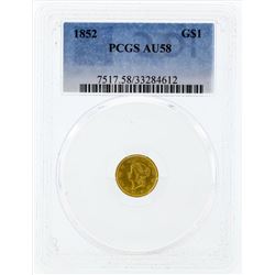1852 $1 Liberty Head Gold Coin PCGS AU58