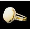 Image 2 : 14KT Yellow Gold 6.55ct Opal and Diamond Ring