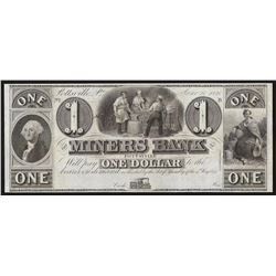 1841 $1 The Miners Bank Pottsville Obsolete Bank Note