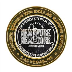 .999 Silver New York New York $10 Casino Gaming Token Limited Edition