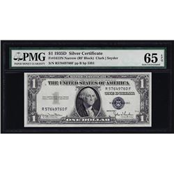 1935D $1 Silver Certificate Note Narrow PMG Gem Uncirculated 65EPQ