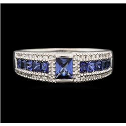 14KT White Gold 1.00ctw Sapphire and Diamond Ring