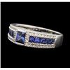 Image 2 : 14KT White Gold 1.00ctw Sapphire and Diamond Ring