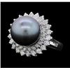 Image 2 : 14KT White Gold Pearl and Diamond Ring