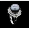Image 4 : 14KT White Gold Pearl and Diamond Ring