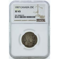 1907 Canada 25 Cent Coin NGC XF45