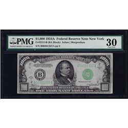 1934A $1,000 Federal Reserve Note New York PMG VF30
