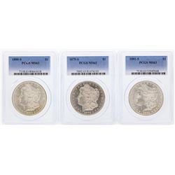 1879-S to 1881-S $1 Morgan Silver Dollar Coins PCGS MS63
