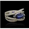Image 2 : 18KT White Gold 2.33ct Blue Sapphire and Diamond Ring