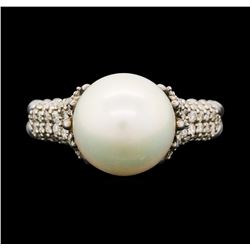 David Yurman .925 Silver 0.40ctw Diamond and Pearl Ring