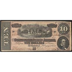1864 $10 The Confederate States of America Note
