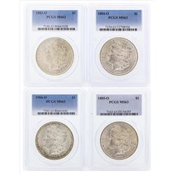Set of (4) $1 Morgan Silver Dollar Coins PCGS MS63