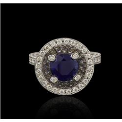 14KT White Gold 3.60ct GIA Cert Blue Sapphire and Diamond Ring