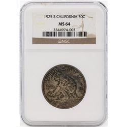 1925-S California Diamond Jubilee Commemorative Half Dollar Coin NGC MS64