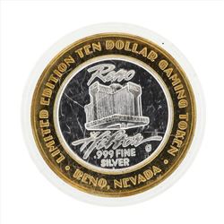 .999 Silver Reno Hilton $10 Casino Gaming Token Limited Edition