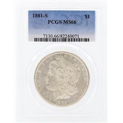 1881-S $1 Morgan Silver Dollar Coin PCGS MS66